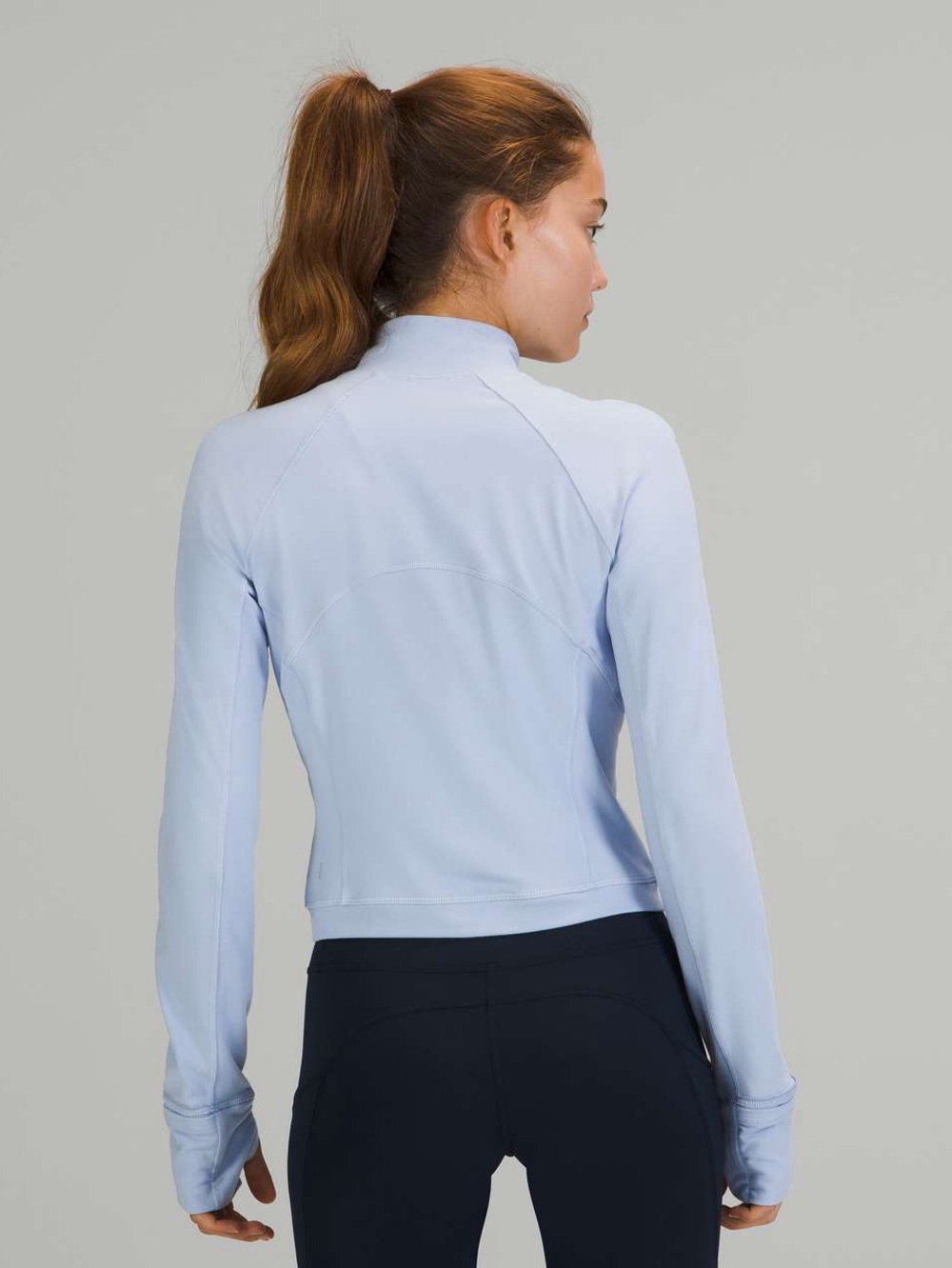 Lululemon Its Rulu Run Cropped Half-Zip in Blue Linen Size 6 - Picture 2 of 10